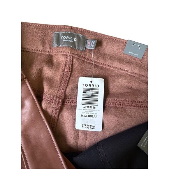NEW Torrid Perfect Skinny Faux Leather Mid Rise Pants size 14 Brown Root Beer - Picture 5 of 12
